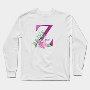 Floral Monogram Z Beautiful Rose Bouquet Long Sleeve T-Shirt